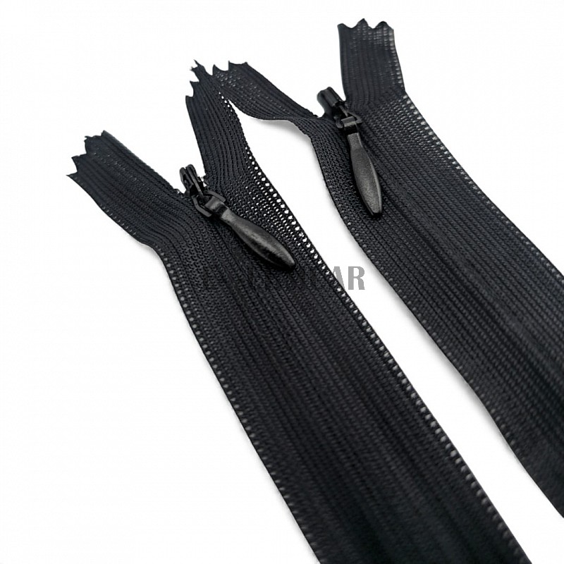 Gizli Fermuar 30 cm Etek ve Elbise Fermuarı Siyah kapalı Uçlu ZPHSN0030TUL