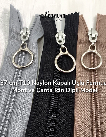 37 cm T10 Nylon Bottom Jacket Zipper – Thick Toothed Durable Model - ZPHSN0037T10