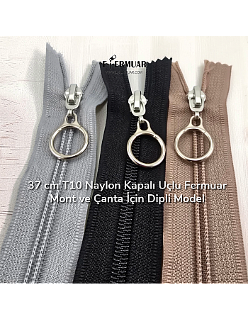 37 cm T10 Nylon Bottom Jacket Zipper – Thick Toothed Durable Model - ZPHSN0037T10