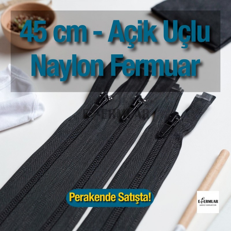 Mont Fermuarı Naylon 45 cm Tip 10 – Açık Uçlu (Separe) / Otomatik Kafa ZPHSN0045T10