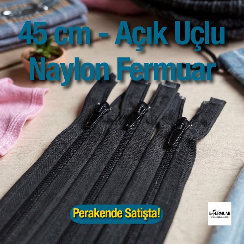 Mont Fermuarı Naylon 45 cm Tip 10 – Açık Uçlu (Separe) / Otomatik Kafa ZPHSN0045T10