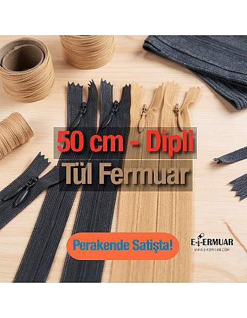 Concealed Zipper 50 cm Tulle Dress and Evening Gown ZPHSN0050TUL