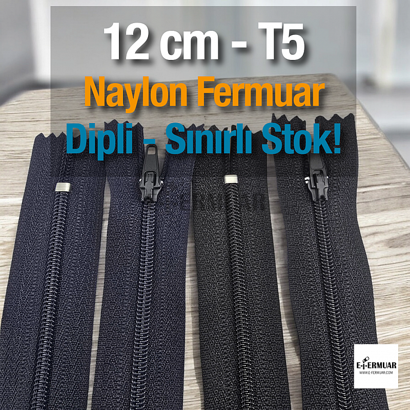 12 Cm Naylon Cep Fermuarı Dipli -  NC0012T5