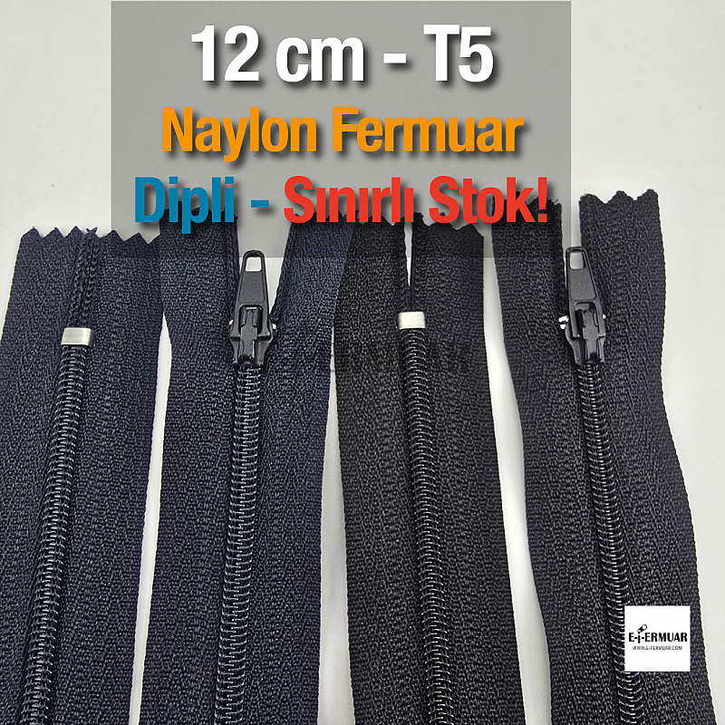 12 cm Nylon Pocket Zipper with Bottom - NC0012T5