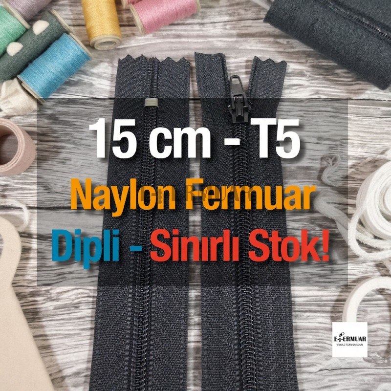 15 cm Nylon Pocket Zipper with Bottom - NC0015T5