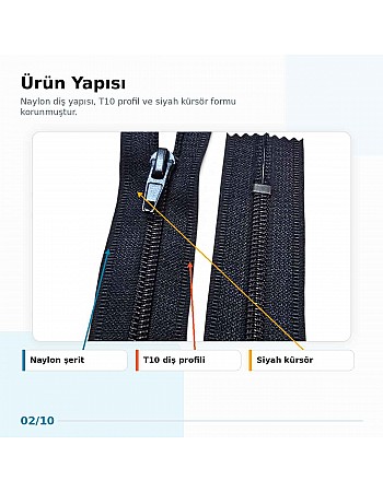 Cep Fermuarı Naylon 16 cm T10 Dipli Kapalı Uçlu NC0016T10