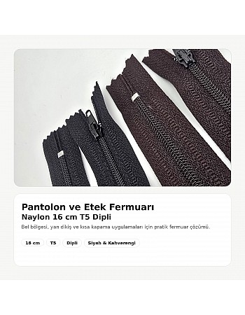16 Cm Naylon Cep Fermuarı Dipli -  NC0016T5