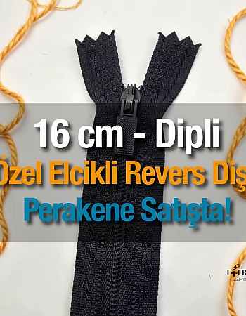 16 Cm Özel Elcikli Naylon Cep Fermuarı Dipli -  NC0016T5Ö