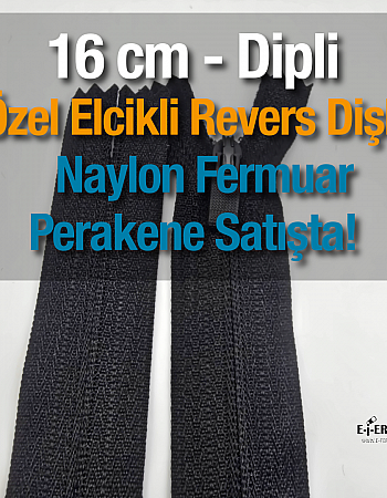 16 Cm Özel Elcikli Naylon Cep Fermuarı Dipli -  NC0016T5Ö