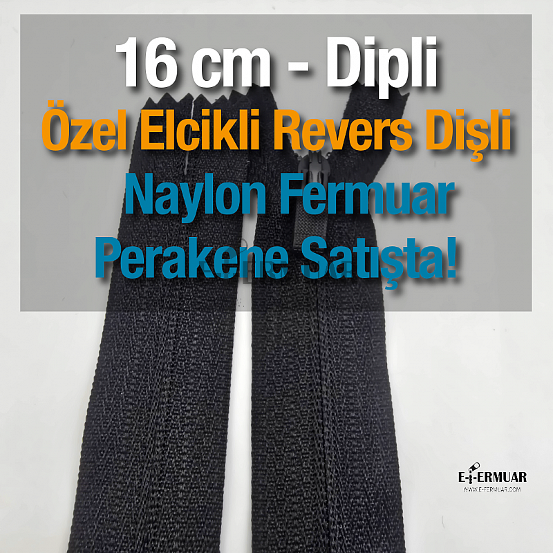 16 Cm Özel Elcikli Naylon Cep Fermuarı Dipli -  NC0016T5Ö