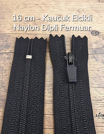 16 Cm Özel Elcikli Naylon Cep Fermuarı Dipli -  NC0016T5Ö
