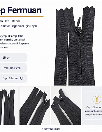 18 cm Woven Tulle Zipper - NC0018DTUL