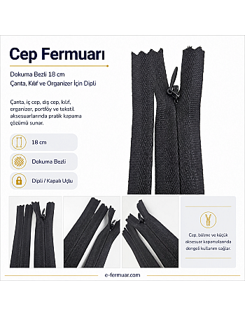 18 cm Dokuma Tül Fermuar -  NC0018DTUL