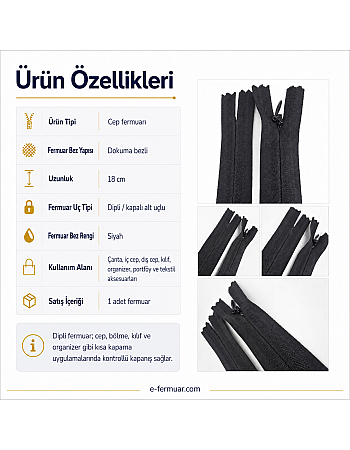 18 cm Dokuma Tül Fermuar -  NC0018DTUL