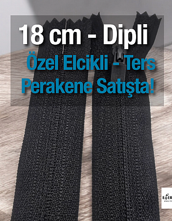 18 Cm Özel Elcikli Naylon Cep Fermuarı Dipli -  NC0018T3Ö