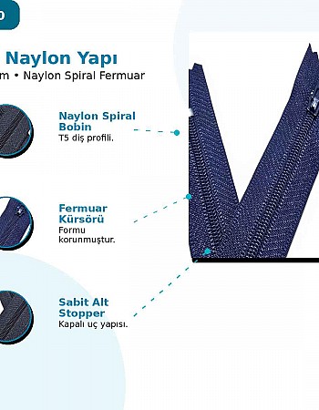 Pants and Skirt Zipper Nylon 20 cm #3 Closed-End 25 Pieces NC0020T5