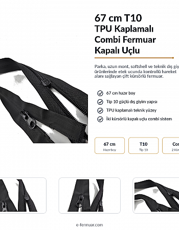 67 cm Tpu Combi Su Geçirmez Fermuar NC0067SG
