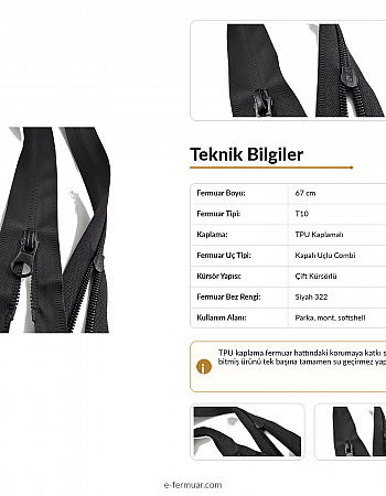 67 cm Tpu Combi Su Geçirmez Fermuar NC0067SG