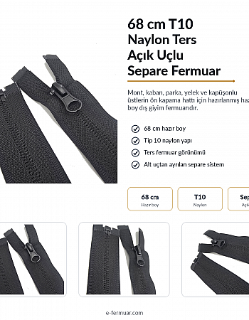 68 Cm Naylon Mont Fermuarı Açık Uçlu (Separe)  -  NC0068T10