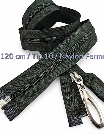 120 cm Naylon Özel Elcikli Ferace Fermuarı Açık Uçlu Separe | PR00120T10