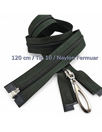 120 cm Naylon Özel Elcikli Ferace Fermuarı Açık Uçlu Separe | PR00120T10