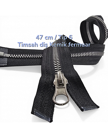 47 cm T6 Timsah Diş Kemik Fermuar Açık Uçlu Separe | Mont ve Ceket İçin | PR0047T6TMS