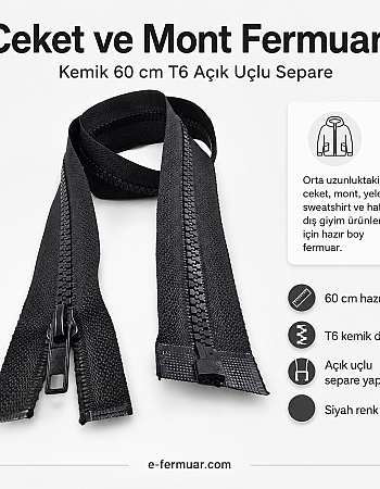 60 cm Bone Jacket Zipper, Open End (Separate) - PR0060T6