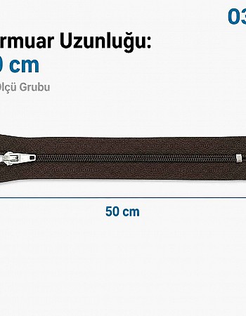 50 cm T5 Kahverengi Naylon Dipli Fermuar – Cep ve Çanta Fermuarı ZP0050t5K