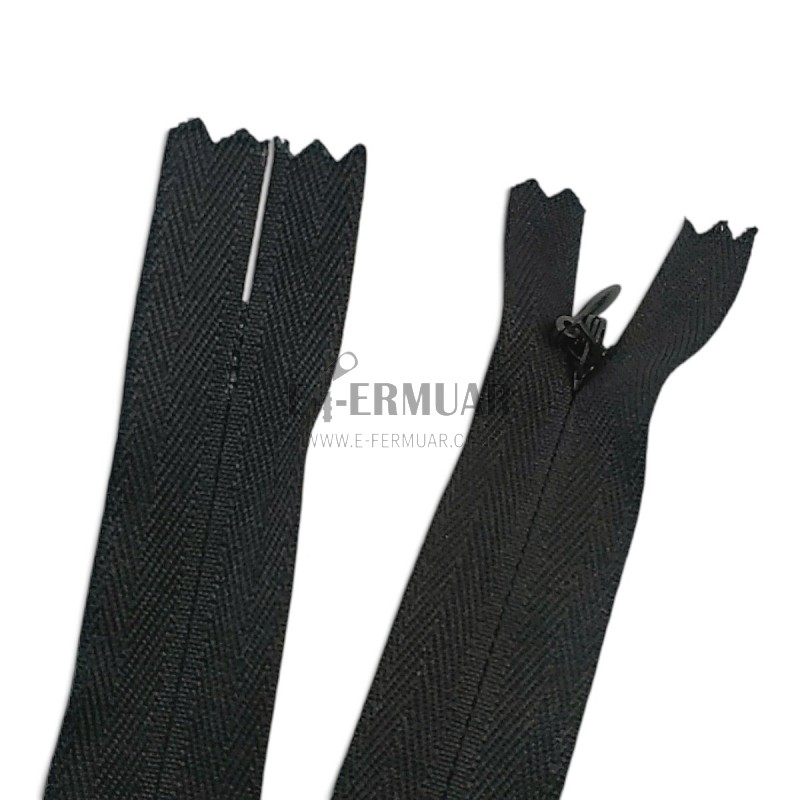 26 cm Black Woven Tulle Closed-End Invisible Zipper – Dress, Skirt & Evening Gown Zipper ZPG0026DKM