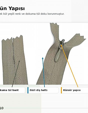 Invisible Zipper Woven Tulle Ash Green 22 cm Closed-End for Dresses, Skirts and Eveningwear ZPS0022PROMO