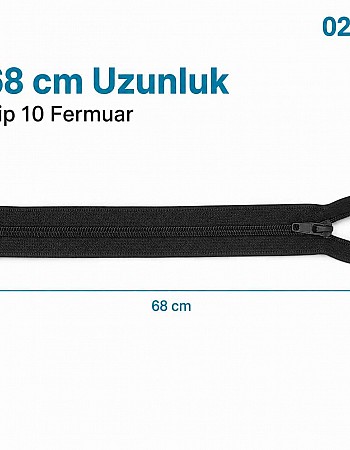 68 cm Tip 10 Siyah Naylon Açık Uçlu Separe Mont Fermuarı – Ceket ve Mont Fermuarı ZPS0068T10