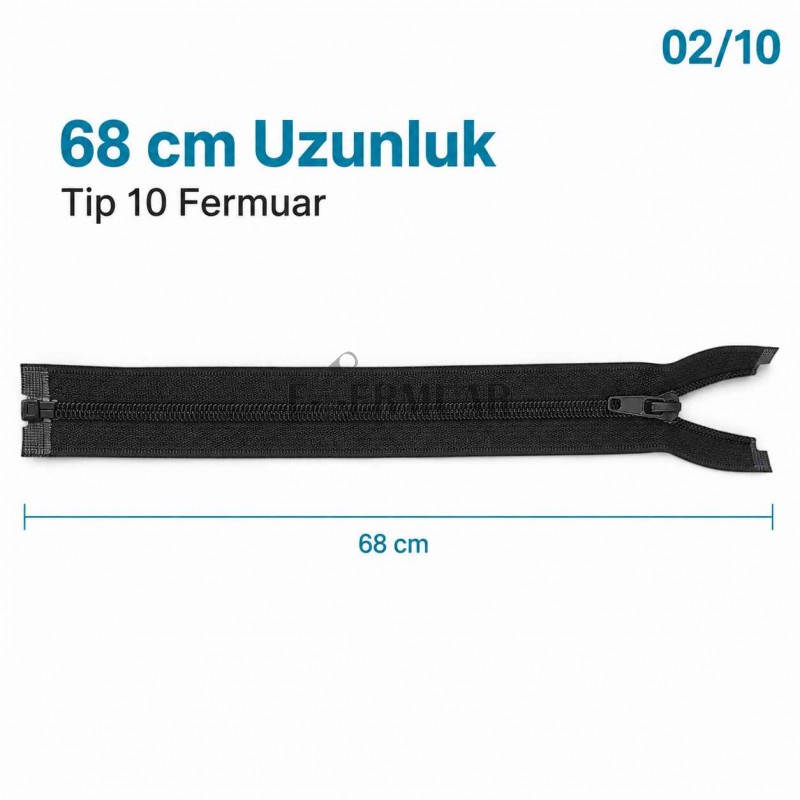 68 cm Tip 10 Siyah Naylon Açık Uçlu Separe Mont Fermuarı – Ceket ve Mont Fermuarı ZPS0068T10