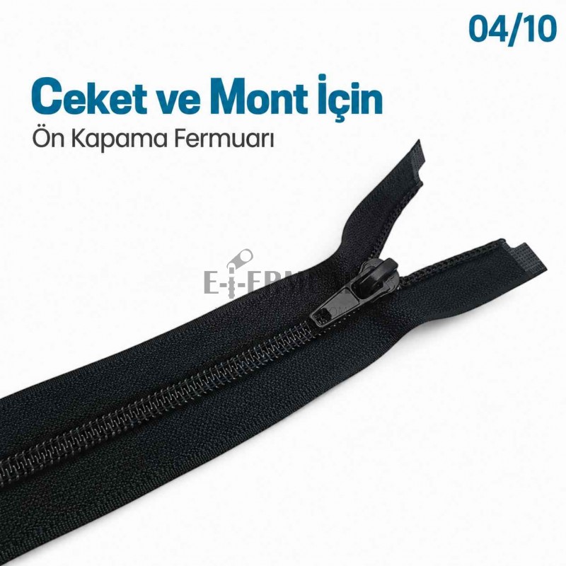 68 cm Tip 10 Siyah Naylon Açık Uçlu Separe Mont Fermuarı – Ceket ve Mont Fermuarı ZPS0068T10