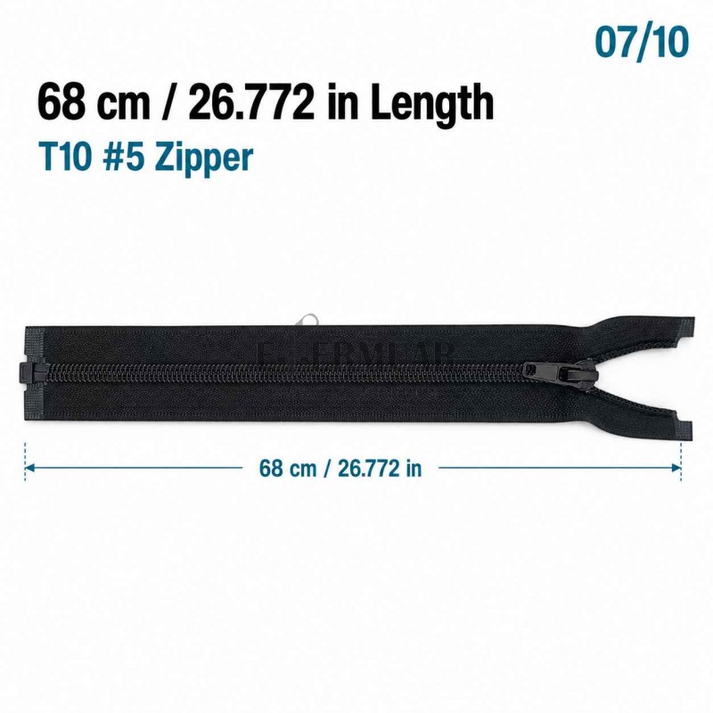 68 cm Tip 10 Siyah Naylon Açık Uçlu Separe Mont Fermuarı – Ceket ve Mont Fermuarı ZPS0068T10