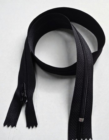 55 cm T5 Siyah Naylon Dipli Fermuar | Kapalı Uçlu Mont Cep ve Çanta Fermuarı | ZP0055T5