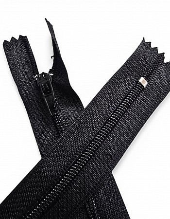 55 cm T5 Siyah Naylon Dipli Fermuar | Kapalı Uçlu Mont Cep ve Çanta Fermuarı | ZP0055T5