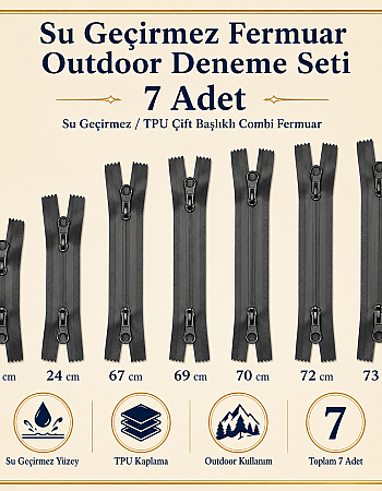 7-Piece Waterproof Zipper Set – For Outdoor, Jackets, Bags and Technical Textiles - ST-0004T5