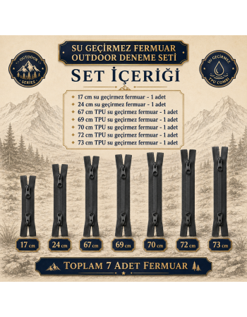7 Adet Su Geçirmez Fermuar Seti – Outdoor, Mont, Çanta ve Teknik Tekstil İçin - ST-0004T5
