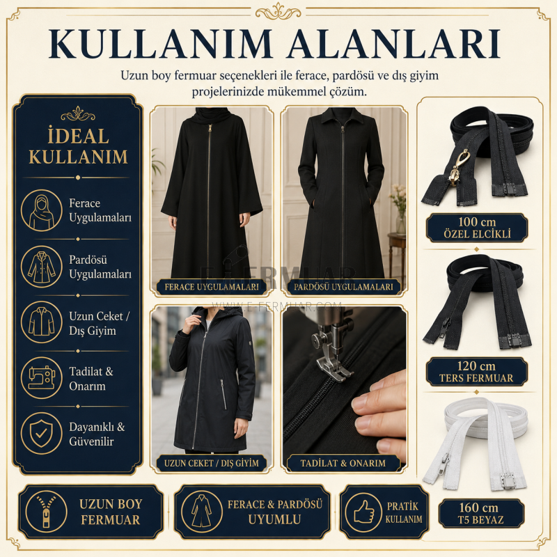 Long Zipper Set for Tailoring and Abaya Workshops – 3 Ready-to-Use Repair and Production Kits - ST-0005T5