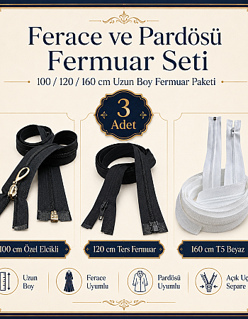Long Zipper Set for Tailoring and Abaya Workshops – 3 Ready-to-Use Repair and Production Kits - ST-0005T5