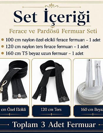 Long Zipper Set for Tailoring and Abaya Workshops – 3 Ready-to-Use Repair and Production Kits - ST-0005T5