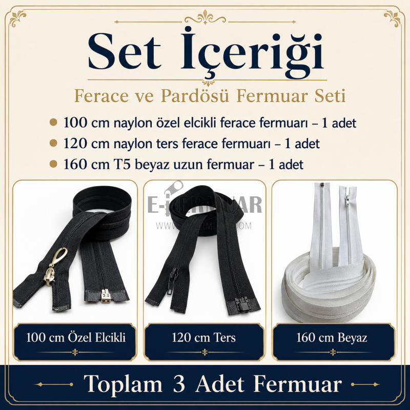 Long Zipper Set for Tailoring and Abaya Workshops – 3 Ready-to-Use Repair and Production Kits - ST-0005T5