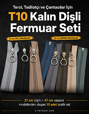 Tailors, Alteration Specialists and Bag Makers Chunky Zipper Set #5 – 37/47 cm – 10 Pieces - ST-0006T10