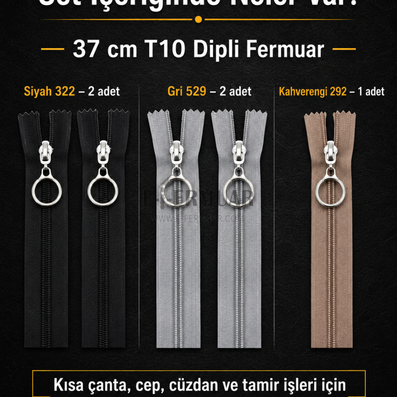Professional use #5 chunky zipper set, 37 cm and 47 cm lengths.