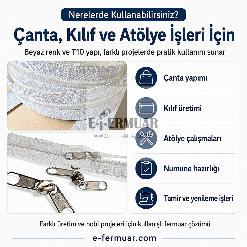 Set of #5 nylon coil zipper, 10 metres long, with 10 sliders included.