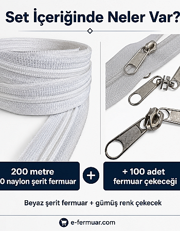 T10 Nylon Zipper Tape Set for Bags, Cases and Workshops – 200 Meters + 100 Sliders - ST-0009T10-200M100C