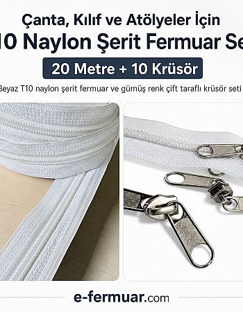 Nylon Tape Zipper Set #5 for Bags, Cases and Workshops - 20 Metres + 10 Sliders - ST-0009T10-20M10C