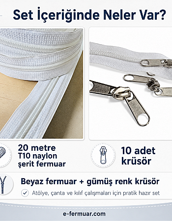 Nylon Tape Zipper Set #5 for Bags, Cases and Workshops - 20 Metres + 10 Sliders - ST-0009T10-20M10C