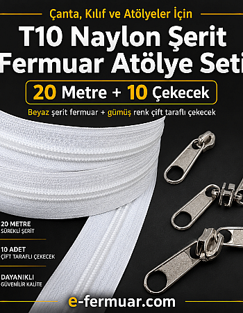 Nylon Tape Zipper Set #5 for Bags, Cases and Workshops - 20 Metres + 10 Sliders - ST-0009T10-20M10C