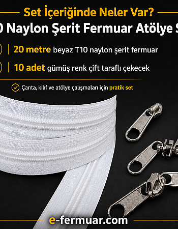 Nylon Tape Zipper Set #5 for Bags, Cases and Workshops - 20 Metres + 10 Sliders - ST-0009T10-20M10C